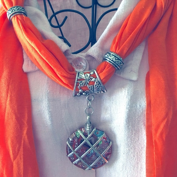 Yoga Orange Dichroic Glass Charm Scarf - Picture 1 of 3